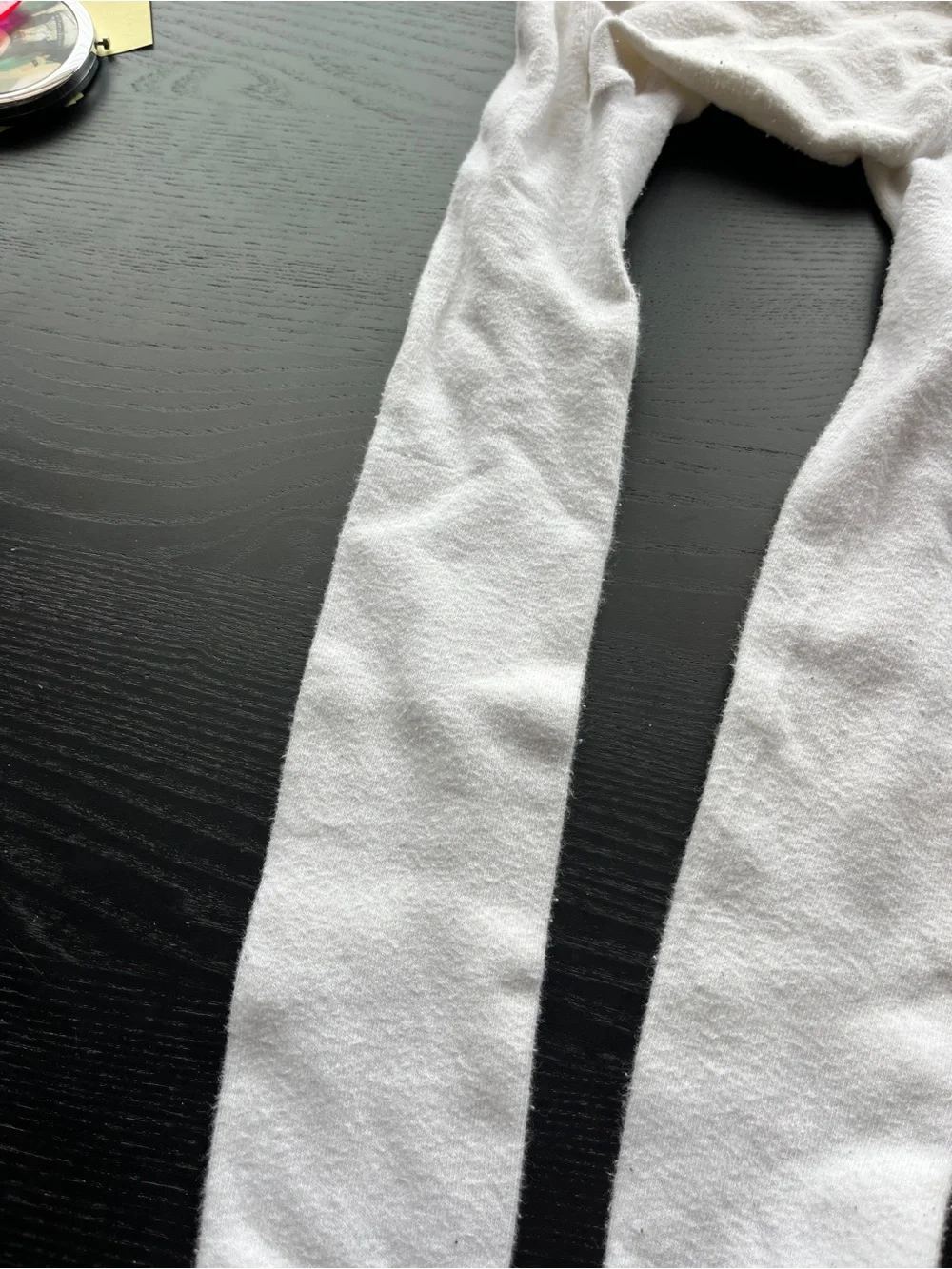 Girls White Knit Tights Size 12-14 Full Length Cozy Warm Stretch Stockings